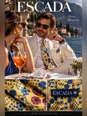 Escada Beautiful Silk Tie In Yellow & Floral Color